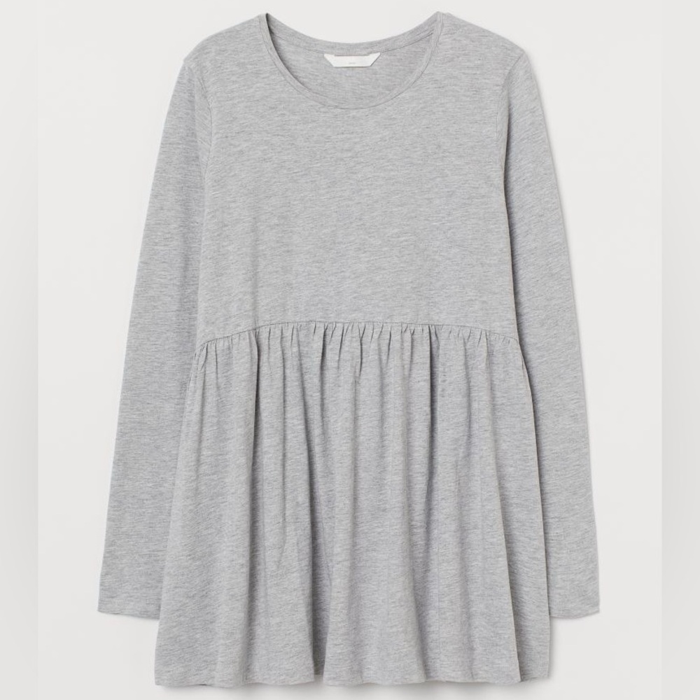 H&M Maternity Cotton-blend jersey top - Long sleeve - Light grey